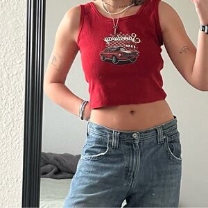 Speedway Red Graphic Tank Top
